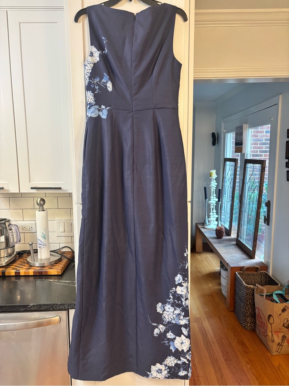 new Kay Unger ESTI WALK THRU JUMPSUIT Gown in Midnight blue floral - Picture 4 of 8